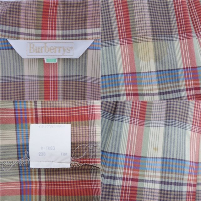 BURBERRY(バーバリー)のVintage バーバリー Burberrys セットアップ スカートスーツ シャツ チェック コットン レディース 9(M相当) レッド/ベージュ/カーキ レディースのフォーマル/ドレス(スーツ)の商品写真