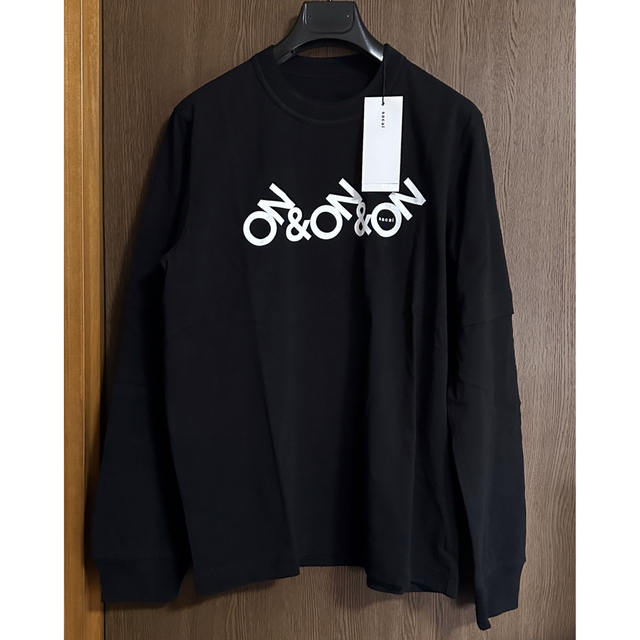 黒4新品 sacai サカイ メンズ ON & ON ロング Tシャツ ブラック