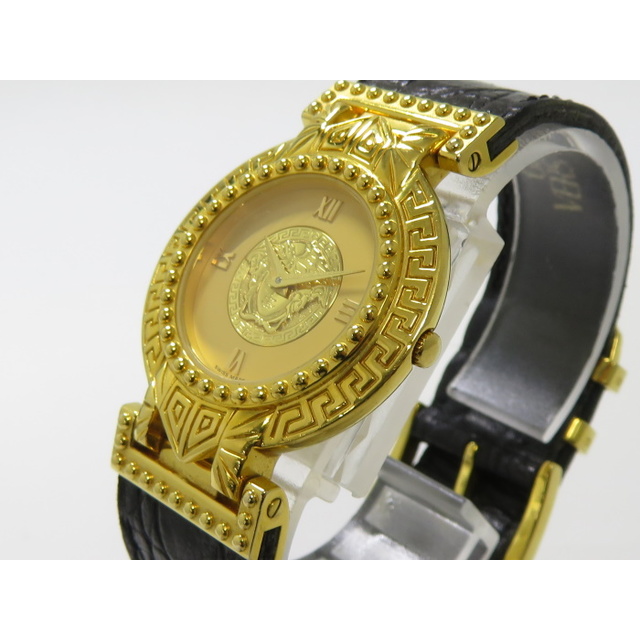 VERSACE 腕時計 メデューサ クオーツ ゴールド文字盤 革ベルト 2