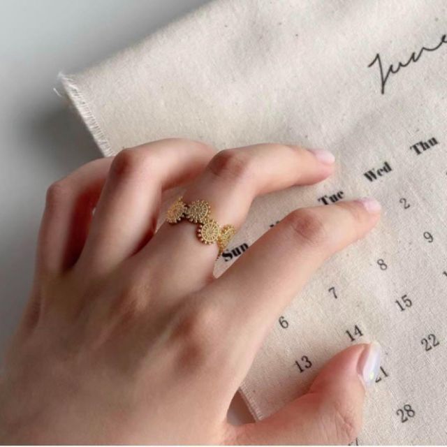 ネット限定】 リング 指輪 花 フラワー フリーサイズ プレゼント 韓国 k