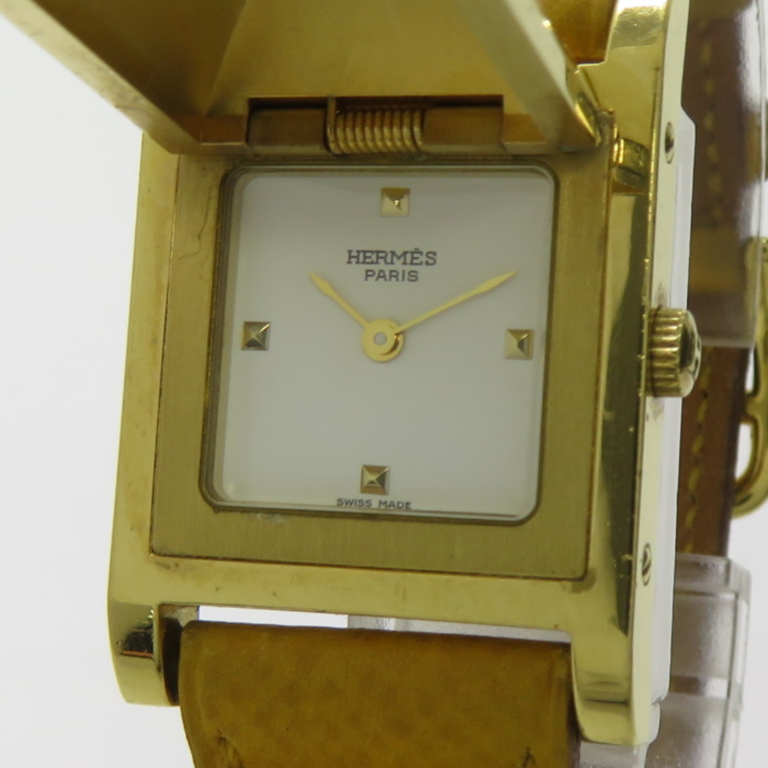 HERMES 腕時計 メドール クオーツ 革ベルト GP ホワイト文字盤 | フリマアプリ ラクマ