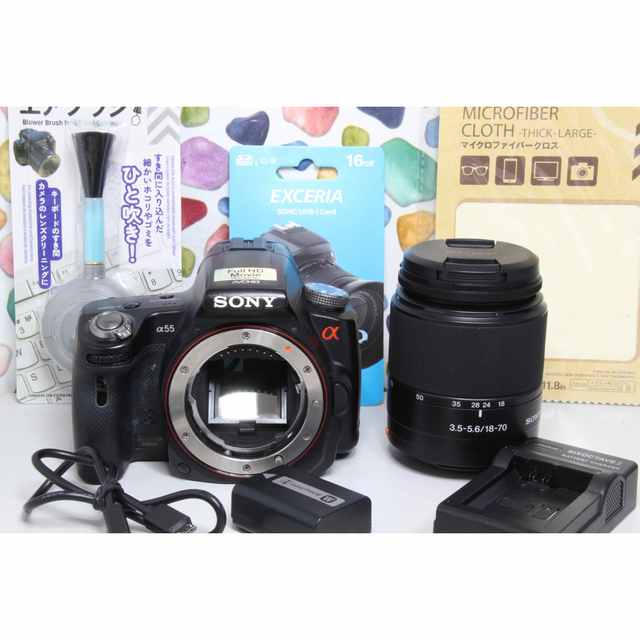 ソニー の人気一眼レフ♪Wレンズでカメラデビューに◎❤️SONY α55 ソニー の人気一眼レフ♪Wレンズでカメラデビューに◎❤️SONY α55