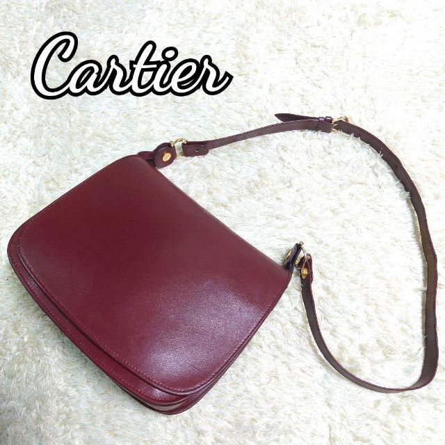 Cartier　ショルダーバッグ　マストライン　フラップ　二層式　ボルドー