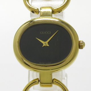 グッチ(Gucci)のGUCCI バングルウォッチ レディース 腕時計 SS GP ブラック文字盤(ブレスレット/バングル)