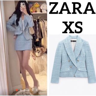 ザラ(ZARA)の【最終値下げ】テクスチャー　ダブルブレストブレザー(テーラードジャケット)