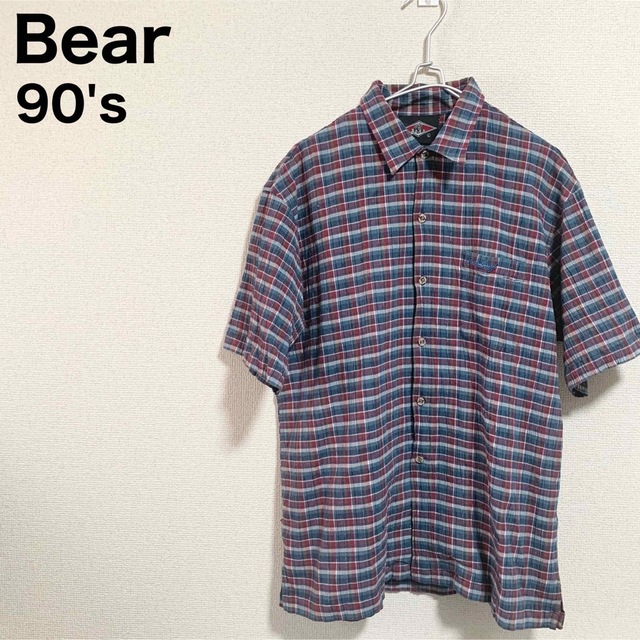 Bear USA(ベアー)の90s Bear 半袖シャツ メンズL チェックシャツ マルチカラー メンズのトップス(シャツ)の商品写真