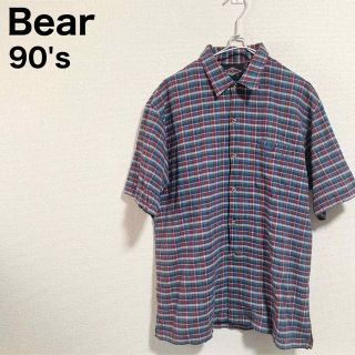 ベアー(Bear USA)の90s Bear 半袖シャツ メンズL チェックシャツ マルチカラー(シャツ)