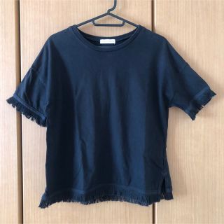 イーハイフンワールドギャラリー(E hyphen world gallery)の黒のフリンジTシャツ(Tシャツ(半袖/袖なし))