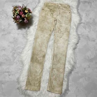 CHANEL - 本物 シャネル COCOフラワー ストライプ デニム パンツ