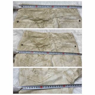本物 シャネル COCOフラワー ストライプ デニム パンツ ジーンズ 34