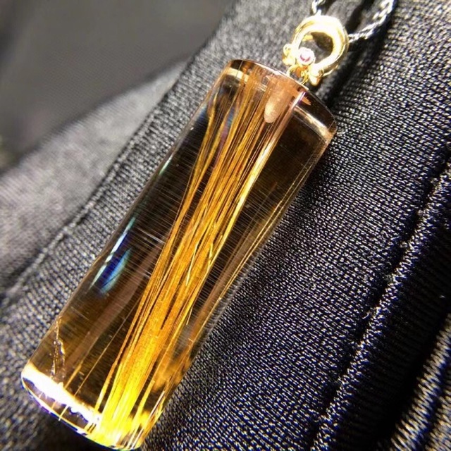 天然】タイチンルチルクオーツ ペンダントトップ k18 31*11.1mm-