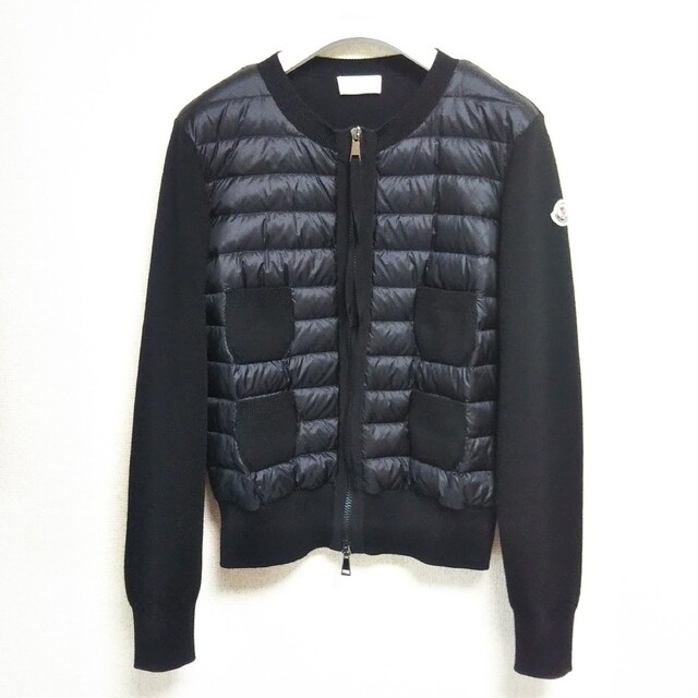 超特価】 MONCLER - MONCLER 黒 レディース 切替 ダウン ニット