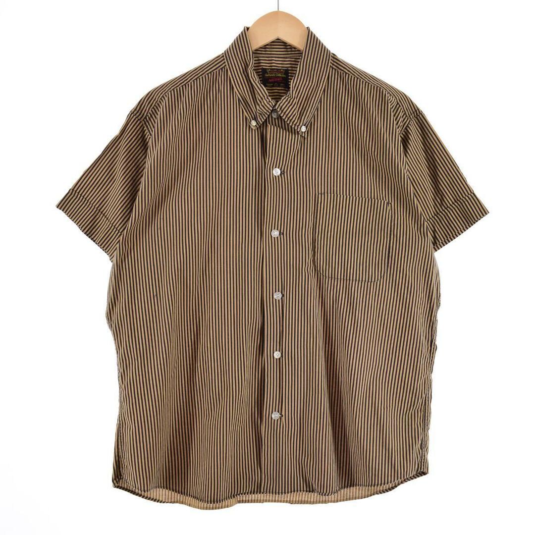 60~70年代 NATIONAL SHIRT SHOPS 半袖 ボタンダウン ストライプシャツ メンズXL ヴィンテージ /eaa323753