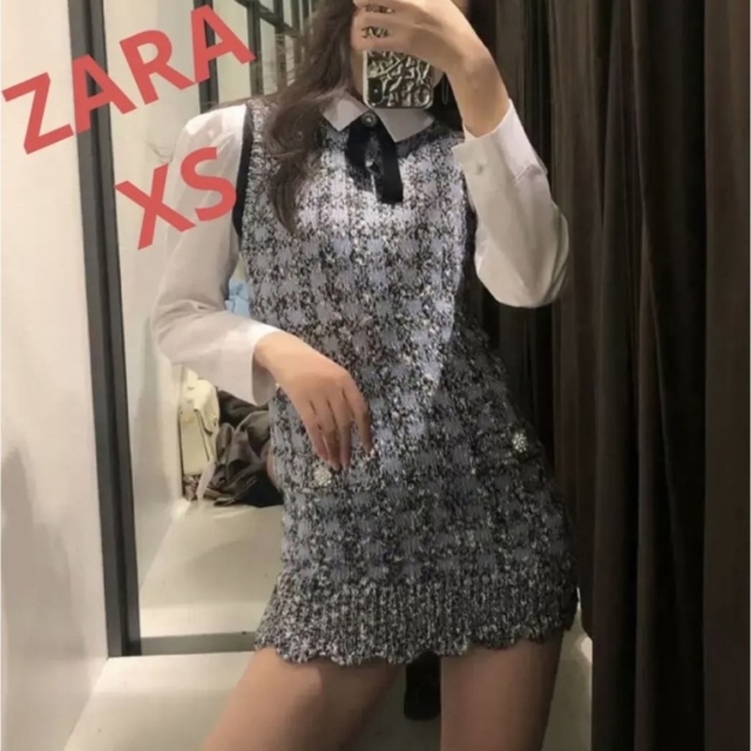 ZARA - ツイードニットワンピースの通販 by ぽんぽこ's shop｜ザラなら ...