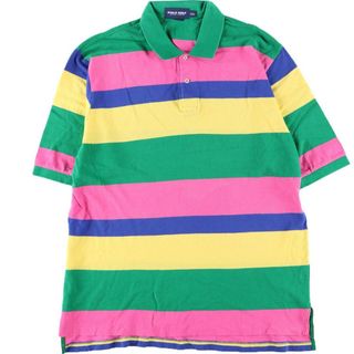 ラルフローレン(Ralph Lauren)の古着 ラルフローレン Ralph Lauren POLO GOLF ポロゴルフ マルチボーダー 半袖 ボーダー ポロシャツ メンズXL /eaa322089(ポロシャツ)