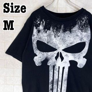 マーベル(MARVEL)のマーベルパニッシャービッグプリント古着夏物海外製インパクトストリート黒Tシャツ(シャツ)