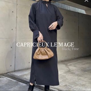 カプリシューレマージュ(CAPRICIEUX LE'MAGE)の【CAPRICIEUX LE'MAGE/新品】スタンドネックパイピングワンピース(ロングワンピース/マキシワンピース)