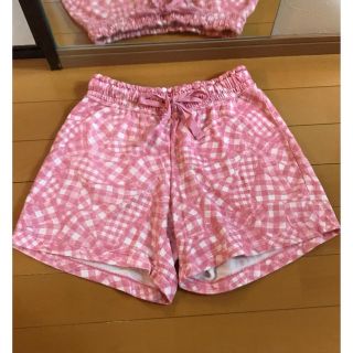 ユニクロ(UNIQLO)のユニクロ ピンク ショートパンツ Sサイズ  ピンクチェック(ショートパンツ)