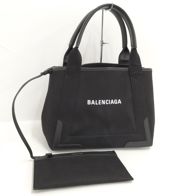 BALENCIAGA ネイビーカバスS トートバッグ キャンバス ブラック