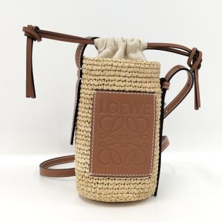 ロエベ(LOEWE)のLOEWE シリンダーポケット ストロー ショルダーバッグ ミニカゴ ポシェット(ショルダーバッグ)