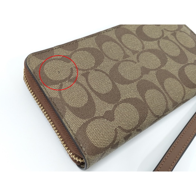 COACH ラウンドファスナー長財布 シグネチャー PVC ブラウン C4452