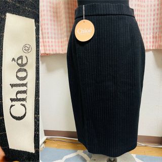 クロエ(Chloe)の新品　タグ付き　ヴィンテージ　クロエ　スカート　ウールスカート(ひざ丈スカート)