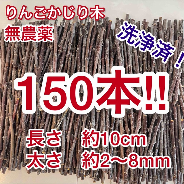 りんごの枝　無農薬かじり木　細枝　青森県津軽産　150本セット　洗浄済 その他のペット用品(小動物)の商品写真