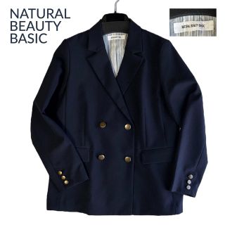 ナチュラルビューティーベーシック(NATURAL BEAUTY BASIC)の紺色ブレザー　Lサイズ　ダブルボタン(NATURAL BEAUTY BASIC)(テーラードジャケット)