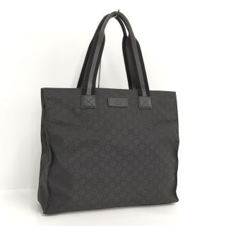 グッチ(Gucci)のGUCCI GG柄トートバッグ ナイロン レザー ブラック 449178(トートバッグ)