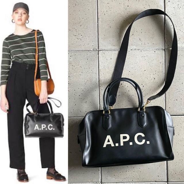 A.P.C.アーペーセー Sac Paule ロゴ ボストン バッグ 黒ブラック