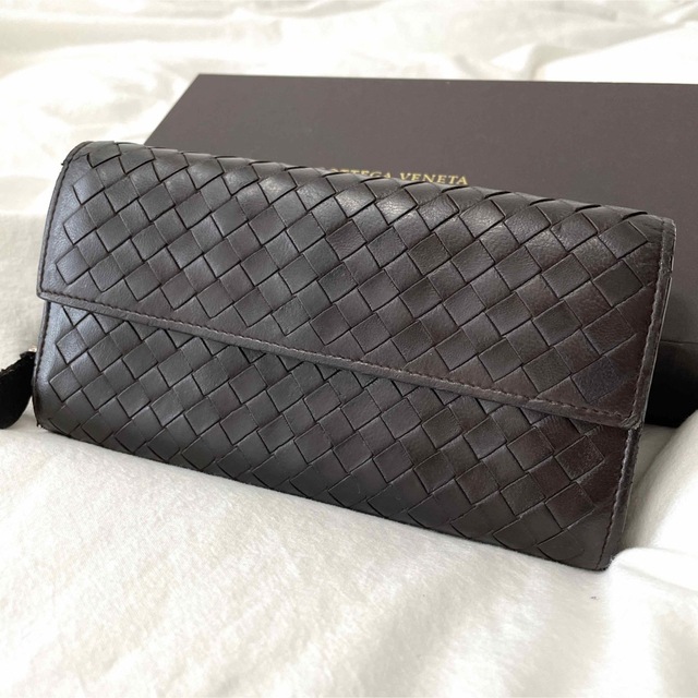 BOTTEGA VENETA】長財布 イントレチャート ダークブラウン 訳あり