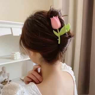 新品　チューリップ　バンスクリップ　ジッケピン　ヘアクリップ(バレッタ/ヘアクリップ)