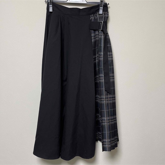 SELECT MOCA(セレクトモカ)のセレクトモカ　チェックプリーツ切替スカート　ブラック レディースのスカート(ロングスカート)の商品写真