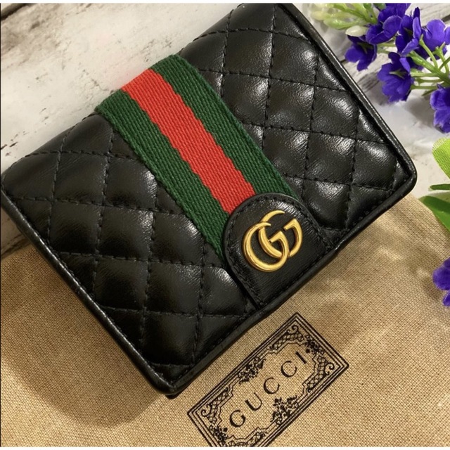 極美品 GUCCI グッチ 名刺入れ カードケース シェリーライン シマ柄 黒