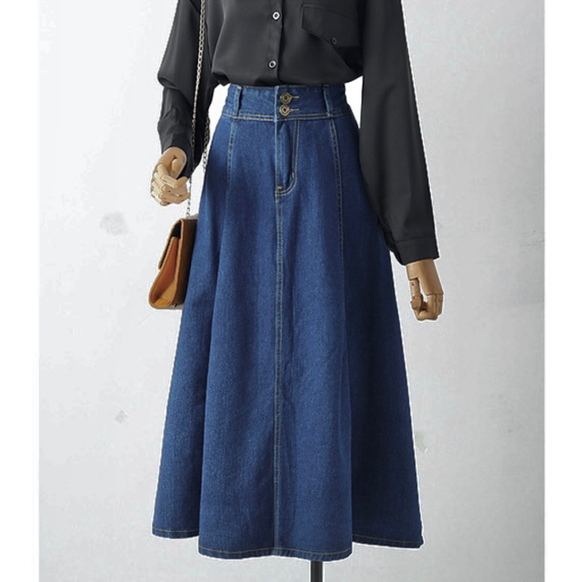 デニム　ロング　フレアスカート レディースのスカート(ロングスカート)の商品写真