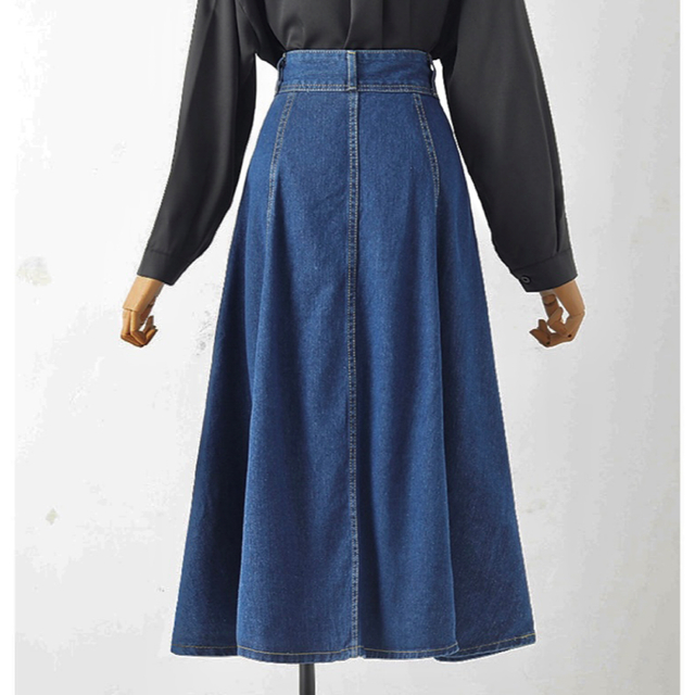 デニム　ロング　フレアスカート レディースのスカート(ロングスカート)の商品写真