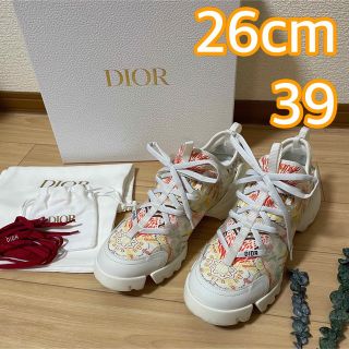 美品 Dior ディオール Ꭰコネクトスニーカー 39 26cm ホワイト-