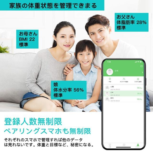 色: 白色】arboleaf 体重計 体組成計 体脂肪計 WiFi/Bluetの通販 by