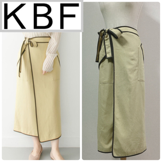ケービーエフ(KBF)のKBF パイピングラップスカート ベージュ(ロングスカート)