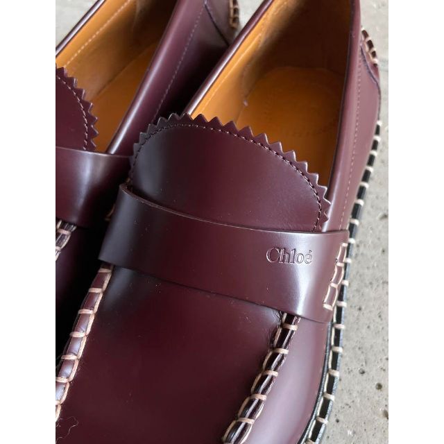2022AW Chloe クロエ Noua フラット レザー ローファー37.5-