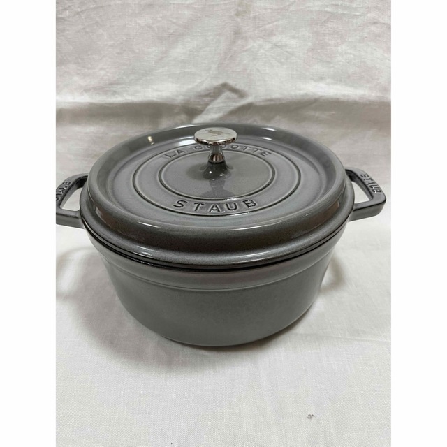 値下げ】Staub ストウブ ラウンドココット 24cm グレー 美品 62.0%OFF
