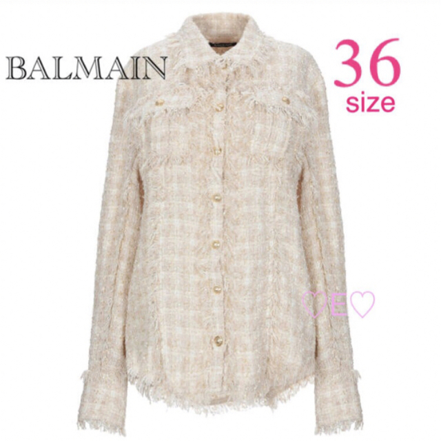 BALMAIN(バルマン)の新品 BALMAIN♡バルマン♡ツイードシャツジャケット レディースのトップス(シャツ/ブラウス(長袖/七分))の商品写真