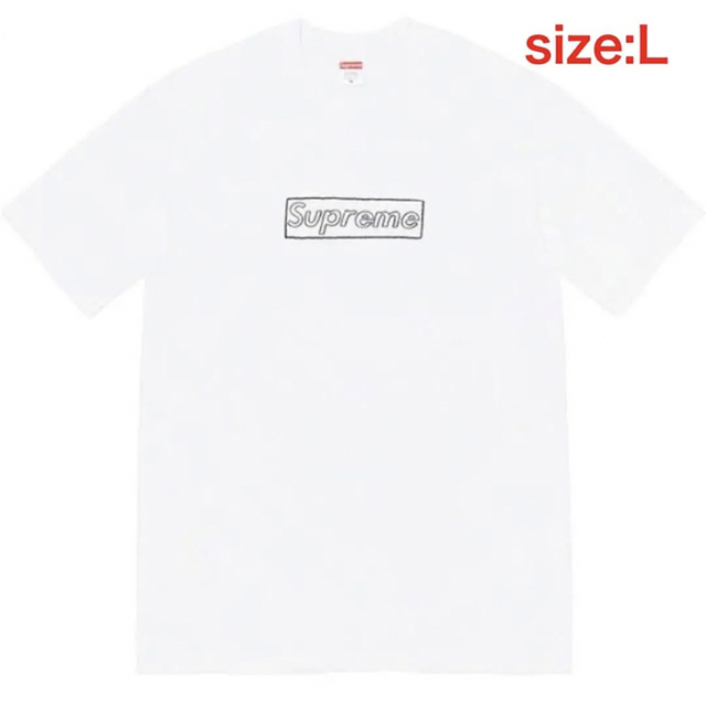 新品未使用 SUPREME KAWS Chalk Logo Tee Navy L