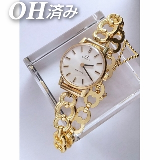 OMEGA - ⭐OH済　綺麗　オメガ　金色×白　新品ブレス ベルト　時計レディース　着物　美品