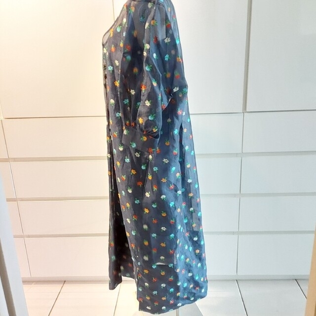 新品 BLAMINK ブラミンク シアーフラワー シルク ロングワンピース