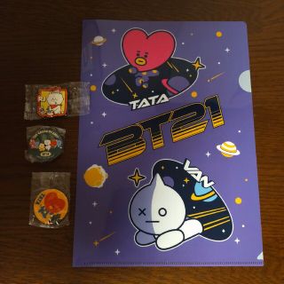 BT21 クリアファイル 缶バッジ キーホルダー(アイドルグッズ)