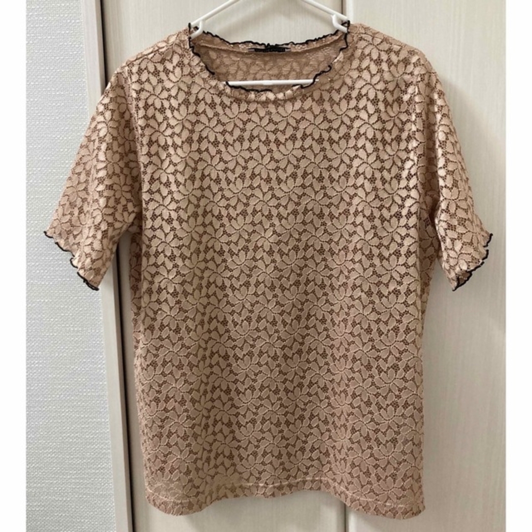 ZARA(ザラ)のZARA レースTシャツ　EUR /USA L サイズ レディースのトップス(Tシャツ(半袖/袖なし))の商品写真