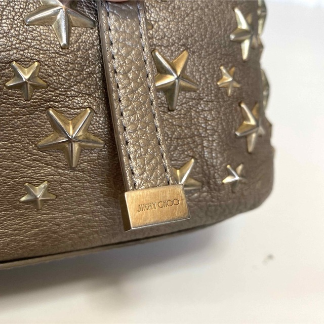 【極美品】JIMMY CHOO SASHA/S モカ スタースタッズトートバッグ