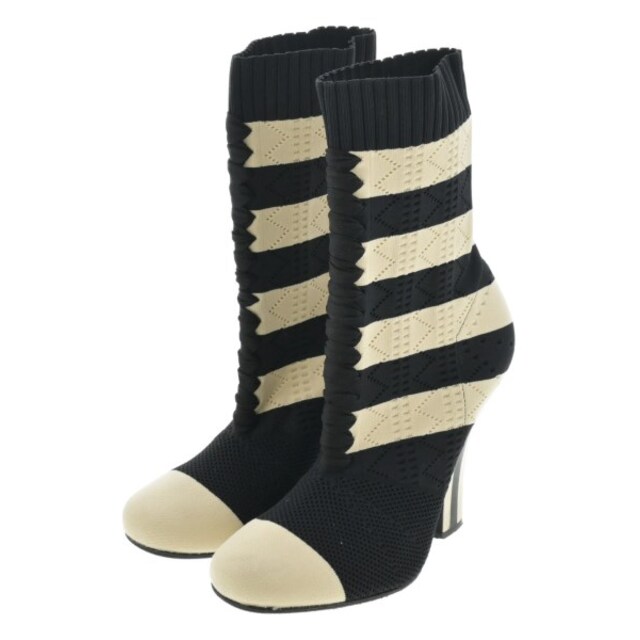 FENDI フェンディ ブーツ 37(23.5cm位) 黒x白(ボーダー) | tspea.org