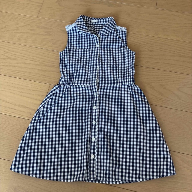 GU(ジーユー)のギンガムチェックワンピース キッズ/ベビー/マタニティのキッズ服女の子用(90cm~)(ワンピース)の商品写真